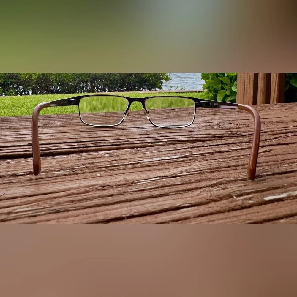 Guess GU 1770 Brown Metal Rectangle Full Rim 54-16-140 Eyeglass Frames Only